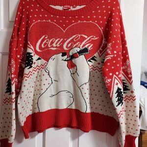 Coca Cola Festive Red and Cream Women's Sweater